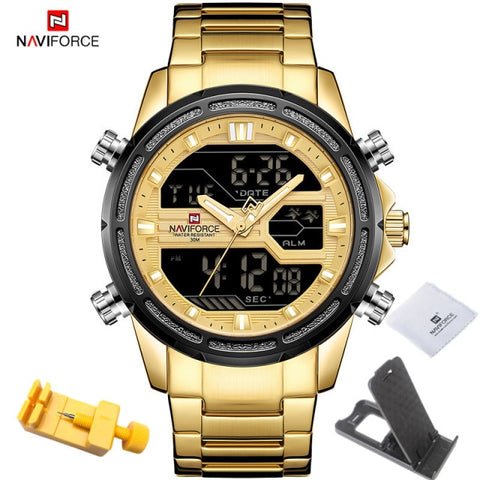 NAVIFORCE Watches for Men Luxury Brand Sport Quartz Wristwatch Waterproof Military Digital Male Clock Steel Relogio Masculino