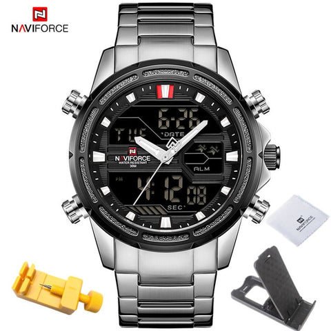 NAVIFORCE Watches for Men Luxury Brand Sport Quartz Wristwatch Waterproof Military Digital Male Clock Steel Relogio Masculino