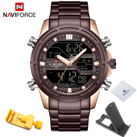 NAVIFORCE Watches for Men Luxury Brand Sport Quartz Wristwatch Waterproof Military Digital Male Clock Steel Relogio Masculino