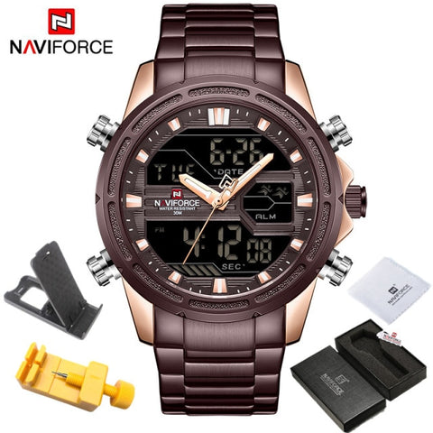 NAVIFORCE Watches for Men Luxury Brand Sport Quartz Wristwatch Waterproof Military Digital Male Clock Steel Relogio Masculino