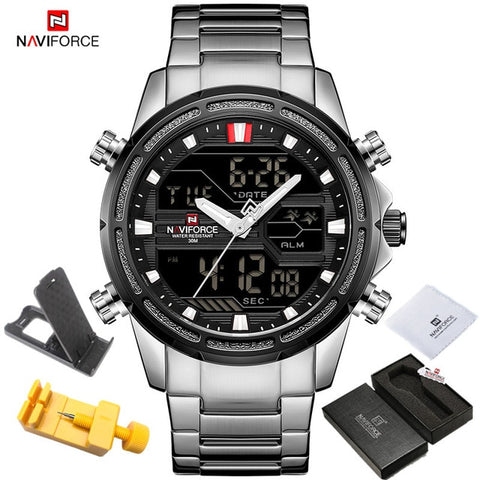 NAVIFORCE Watches for Men Luxury Brand Sport Quartz Wristwatch Waterproof Military Digital Male Clock Steel Relogio Masculino