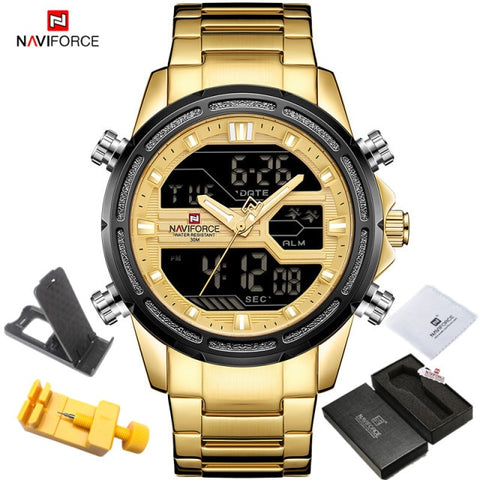 NAVIFORCE Watches for Men Luxury Brand Sport Quartz Wristwatch Waterproof Military Digital Male Clock Steel Relogio Masculino