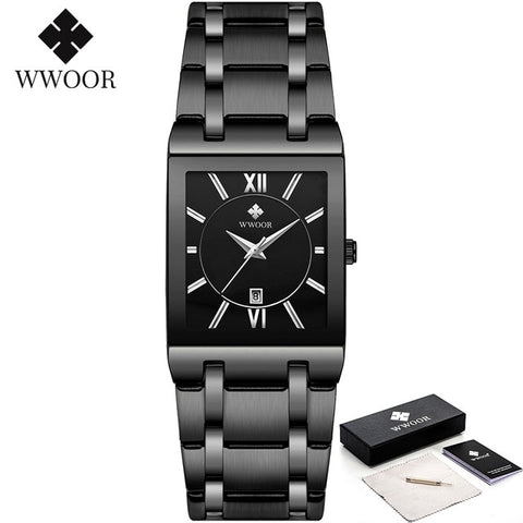 Relogio Masculino WWOOR Gold Watch Men Square Mens Watches Top Brand Luxury Golden Quartz Stainless Steel Waterproof Wrist Watch