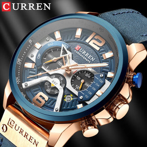 Wristwatch Mens CURREN  Top Brand Luxury Sports Watch Men Fashion Leather Chronograph Watches with Date for Men Male Clock