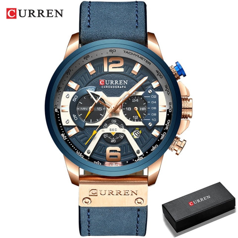 Wristwatch Mens CURREN  Top Brand Luxury Sports Watch Men Fashion Leather Chronograph Watches with Date for Men Male Clock