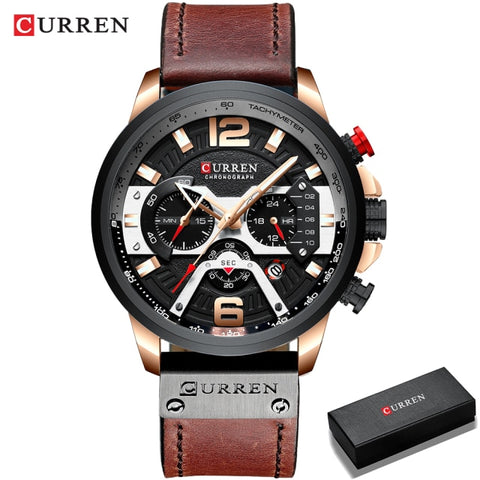 Wristwatch Mens CURREN  Top Brand Luxury Sports Watch Men Fashion Leather Chronograph Watches with Date for Men Male Clock