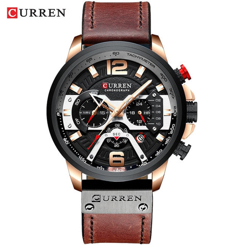 Wristwatch Mens CURREN  Top Brand Luxury Sports Watch Men Fashion Leather Chronograph Watches with Date for Men Male Clock