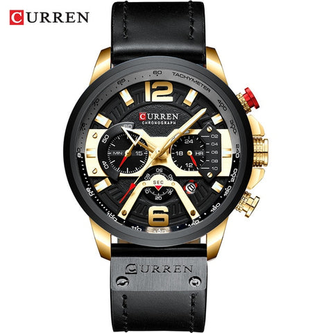 Wristwatch Mens CURREN  Top Brand Luxury Sports Watch Men Fashion Leather Chronograph Watches with Date for Men Male Clock