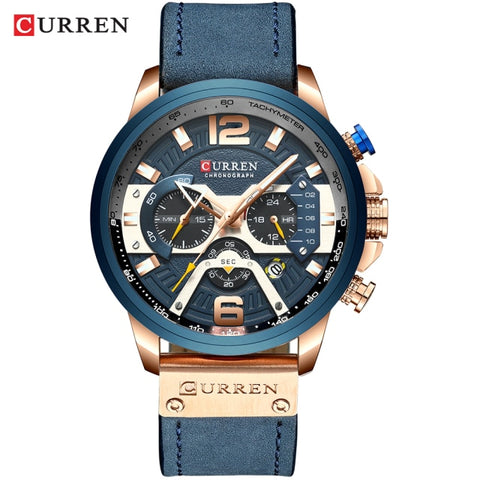 Wristwatch Mens CURREN  Top Brand Luxury Sports Watch Men Fashion Leather Chronograph Watches with Date for Men Male Clock