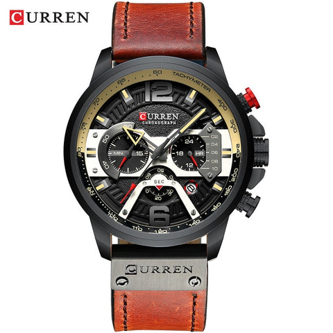 Wristwatch Mens CURREN  Top Brand Luxury Sports Watch Men Fashion Leather Chronograph Watches with Date for Men Male Clock