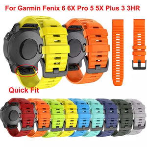 26 20 22mm Sport Silicone Watchband Wriststrap for Garmin Fenix 6X 6 6S Pro 5X 5 5S Plus 3 3HR  Easy Fit Quick Release wirstband