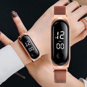 Fashion Women's Watch Rose Gold Stainless Steel Dress LED Quartz Bracelet Watch Women Female Clock Relogio Feminino Drop Ship