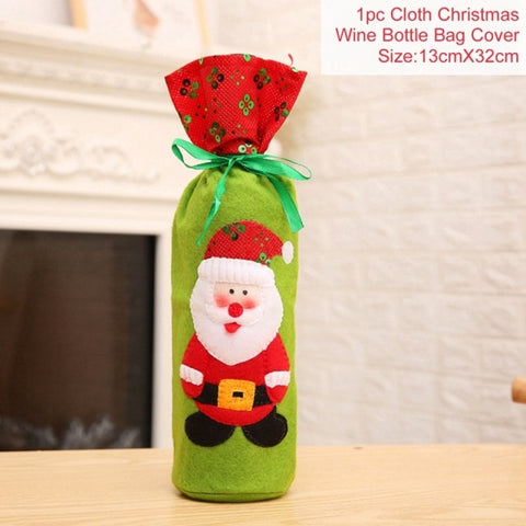 Christmas Wine Bottle Cover Merry Christmas Decorations For Home 2021 Christmas Ornament New Year 2022 Xmas Navidad Gifts