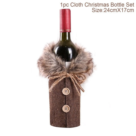 Christmas Wine Bottle Cover Merry Christmas Decorations For Home 2021 Christmas Ornament New Year 2022 Xmas Navidad Gifts