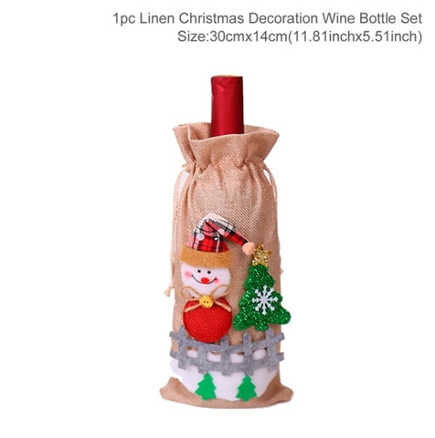 Christmas Wine Bottle Cover Merry Christmas Decorations For Home 2021 Christmas Ornament New Year 2022 Xmas Navidad Gifts