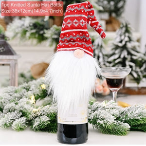 Christmas Wine Bottle Cover Merry Christmas Decorations For Home 2021 Christmas Ornament New Year 2022 Xmas Navidad Gifts