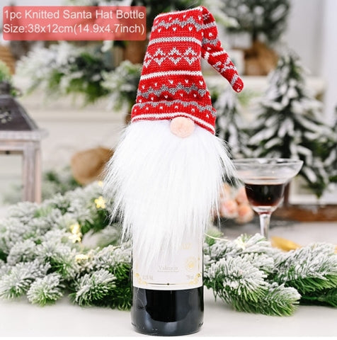 Christmas Wine Bottle Cover Merry Christmas Decorations For Home 2021 Christmas Ornament New Year 2022 Xmas Navidad Gifts