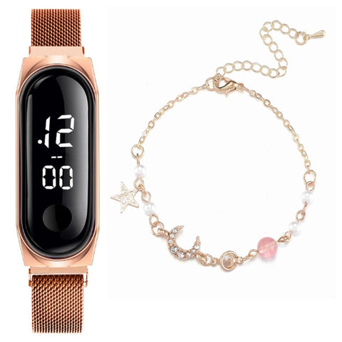 Fashion Women's Watch Rose Gold Stainless Steel Dress LED Quartz Bracelet Watch Women Female Clock Relogio Feminino Drop Ship