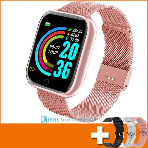 2021 Ladies Sport Bracelet Smart Watch Women Smartwatch Men Smartband Android IOS Waterproof Fitness Tracker Smart Clock Mens