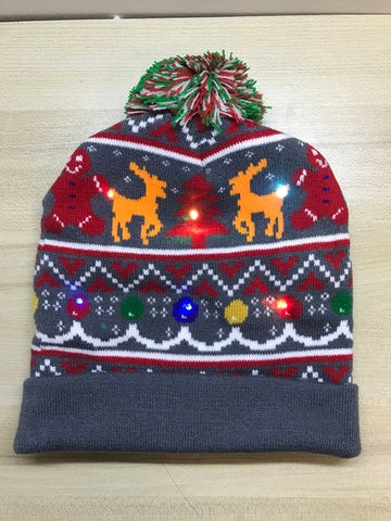 ON SALE! 2022 New Year LED Knitted Christmas Hat Beanie Light Up Illuminate Warm Hat For Kids Adults New Year Christmas Decor