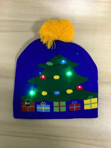 ON SALE! 2022 New Year LED Knitted Christmas Hat Beanie Light Up Illuminate Warm Hat For Kids Adults New Year Christmas Decor