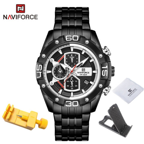 NAVIFORCE Sport Watches for Men Luxury Brand Blue Military Genuine Leather Wrist Watch Man Clock Fashion Chronograph Wristwatch