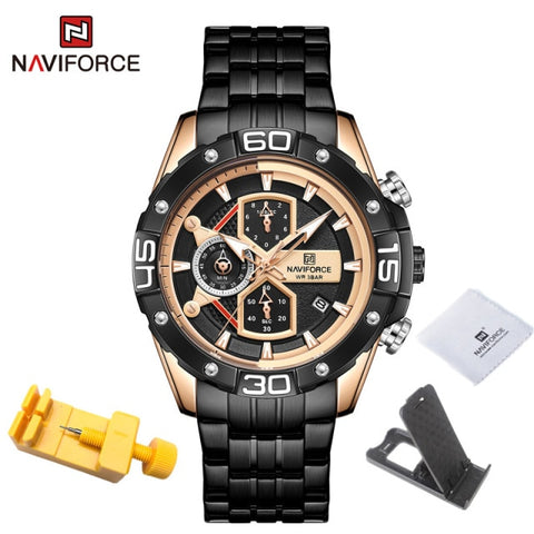 NAVIFORCE Sport Watches for Men Luxury Brand Blue Military Genuine Leather Wrist Watch Man Clock Fashion Chronograph Wristwatch