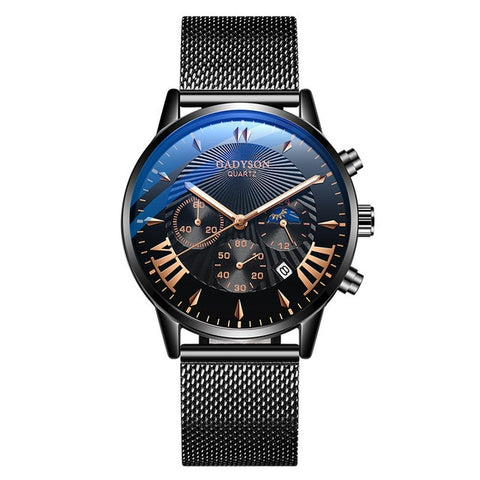 Top Men Watches Luxury Famous Brand Men Stainless Steel Mesh Calendar Watch Men Business Luminous Quartz Watch Relogio Masculino