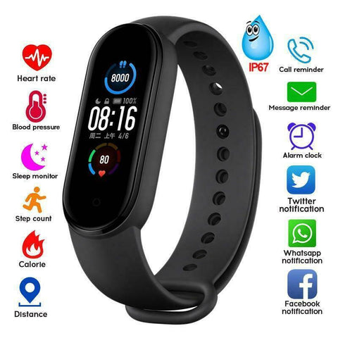 M5 Smart Band Men Women Smart Watch Heart Rate Blood Pressure Sleep Monitor Pedometer Bluetooth for IOS Android HarmonyOS