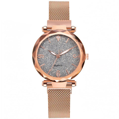 Rose Gold Women Watch 2021 Top Brand Luxury Magnetic Starry Sky Lady Wrist Watch Mesh Female Clock For Dropship relogio feminino