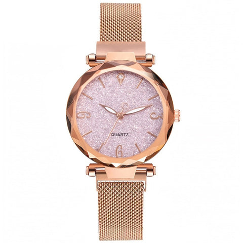 Rose Gold Women Watch 2021 Top Brand Luxury Magnetic Starry Sky Lady Wrist Watch Mesh Female Clock For Dropship relogio feminino