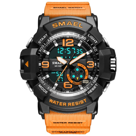 SMAEL Men Military Watch 50m Waterproof Wristwatch LED Quartz Clock Male relogios masculino 1617 Digital Sports Watches Men's