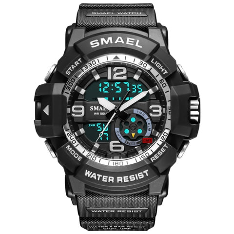 SMAEL Men Military Watch 50m Waterproof Wristwatch LED Quartz Clock Male relogios masculino 1617 Digital Sports Watches Men's