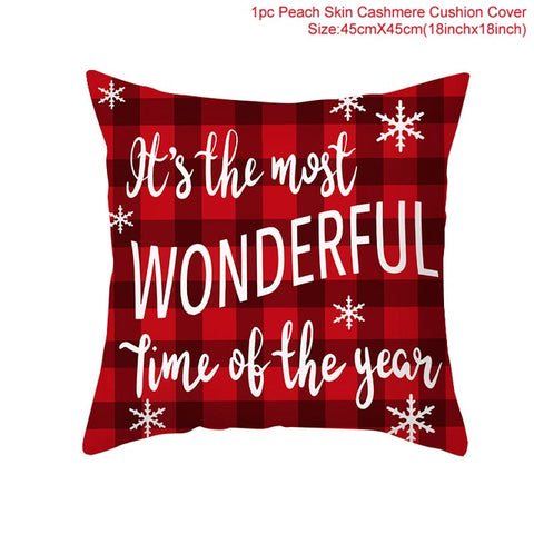 45cm Christmas Cushion Cover Navidad Merry Christmas Decorations For Home 2021 Xmas Noel Cristmas Ornaments New Year Gifts 2022