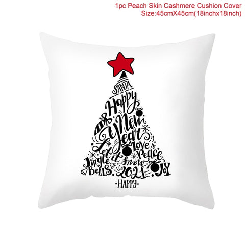 45cm Christmas Cushion Cover Navidad Merry Christmas Decorations For Home 2021 Xmas Noel Cristmas Ornaments New Year Gifts 2022