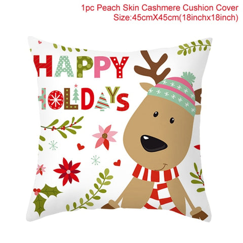 45cm Christmas Cushion Cover Navidad Merry Christmas Decorations For Home 2021 Xmas Noel Cristmas Ornaments New Year Gifts 2022