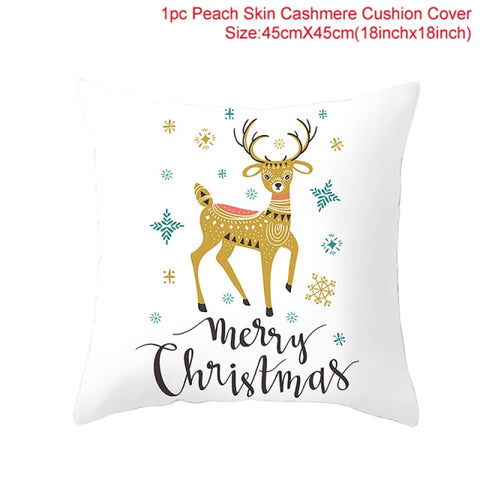 45cm Christmas Cushion Cover Navidad Merry Christmas Decorations For Home 2021 Xmas Noel Cristmas Ornaments New Year Gifts 2022