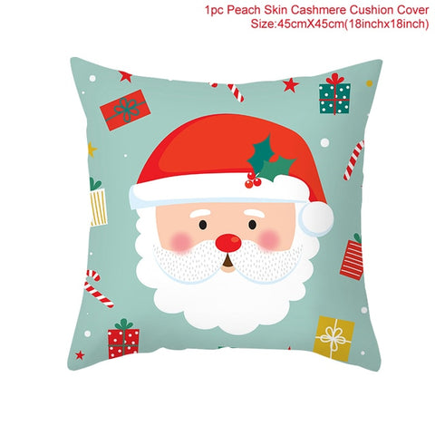 45cm Christmas Cushion Cover Navidad Merry Christmas Decorations For Home 2021 Xmas Noel Cristmas Ornaments New Year Gifts 2022