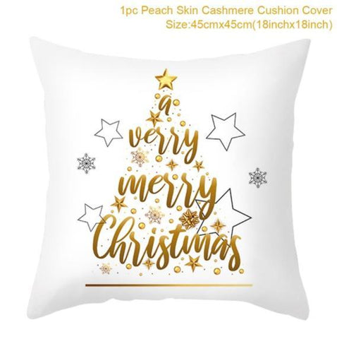 45cm Christmas Cushion Cover Navidad Merry Christmas Decorations For Home 2021 Xmas Noel Cristmas Ornaments New Year Gifts 2022