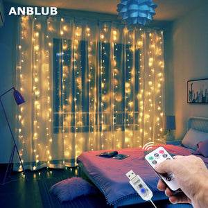 3M LED Curtain Garland USB String Lights Fairy Festoon With Remote Christmas Wedding Holiday New Year Decoration 2022 for Home