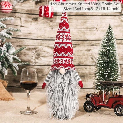 Christmas Wine Bottle Cover Merry Christmas Decorations For Home 2021 Christmas Ornament New Year 2022 Xmas Navidad Gifts