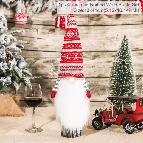 Christmas Wine Bottle Cover Merry Christmas Decorations For Home 2021 Christmas Ornament New Year 2022 Xmas Navidad Gifts