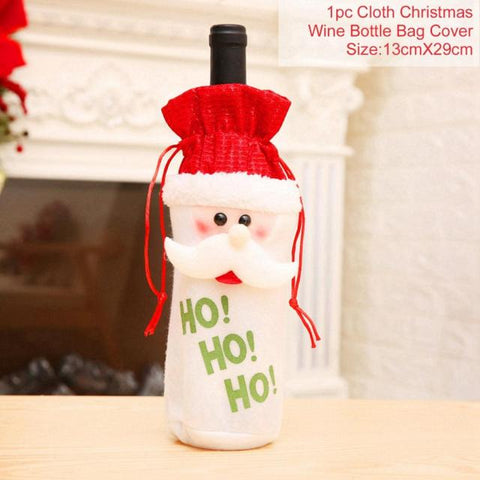 Christmas Wine Bottle Cover Merry Christmas Decorations For Home 2021 Christmas Ornament New Year 2022 Xmas Navidad Gifts