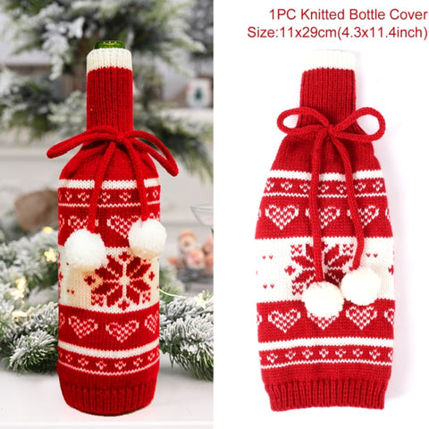 Christmas Wine Bottle Cover Merry Christmas Decorations For Home 2021 Christmas Ornament New Year 2022 Xmas Navidad Gifts