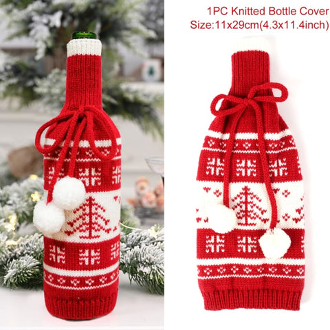 Christmas Wine Bottle Cover Merry Christmas Decorations For Home 2021 Christmas Ornament New Year 2022 Xmas Navidad Gifts