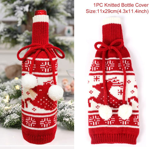 Christmas Wine Bottle Cover Merry Christmas Decorations For Home 2021 Christmas Ornament New Year 2022 Xmas Navidad Gifts