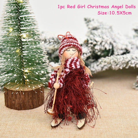 New Year 2022 Gifts Cute Angel Ski Dolls Navidad Hanging Pendant Christmas Home Decor Xmas Tree Ornaments Noel Natal Decoration