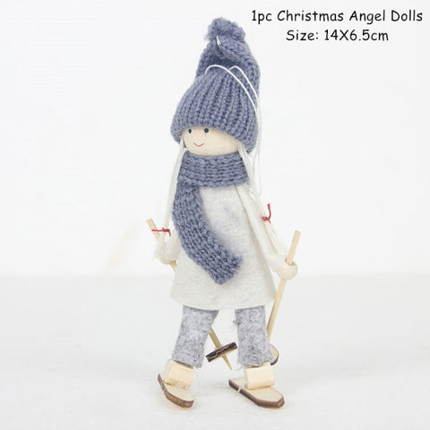 New Year 2022 Gifts Cute Angel Ski Dolls Navidad Hanging Pendant Christmas Home Decor Xmas Tree Ornaments Noel Natal Decoration