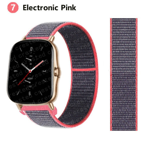 20/22mm Nylon band For Amazfit GTS/2/2e/GTS2 Mini/GTR 3 Pro 42mm/47mm/GTR2/2e/stratos 2/3 Sport Loop Bracelet Amazfit bip strap