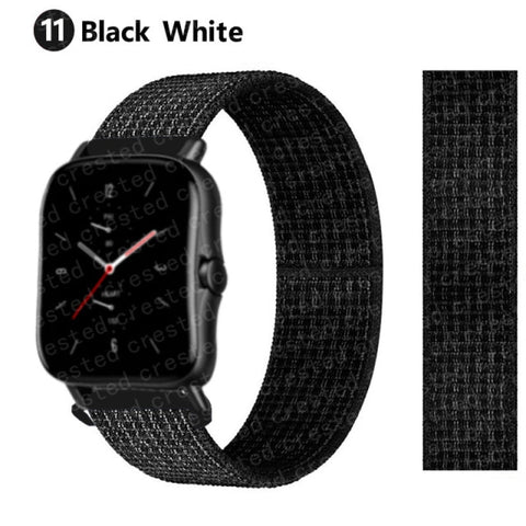 20/22mm Nylon band For Amazfit GTS/2/2e/GTS2 Mini/GTR 3 Pro 42mm/47mm/GTR2/2e/stratos 2/3 Sport Loop Bracelet Amazfit bip strap